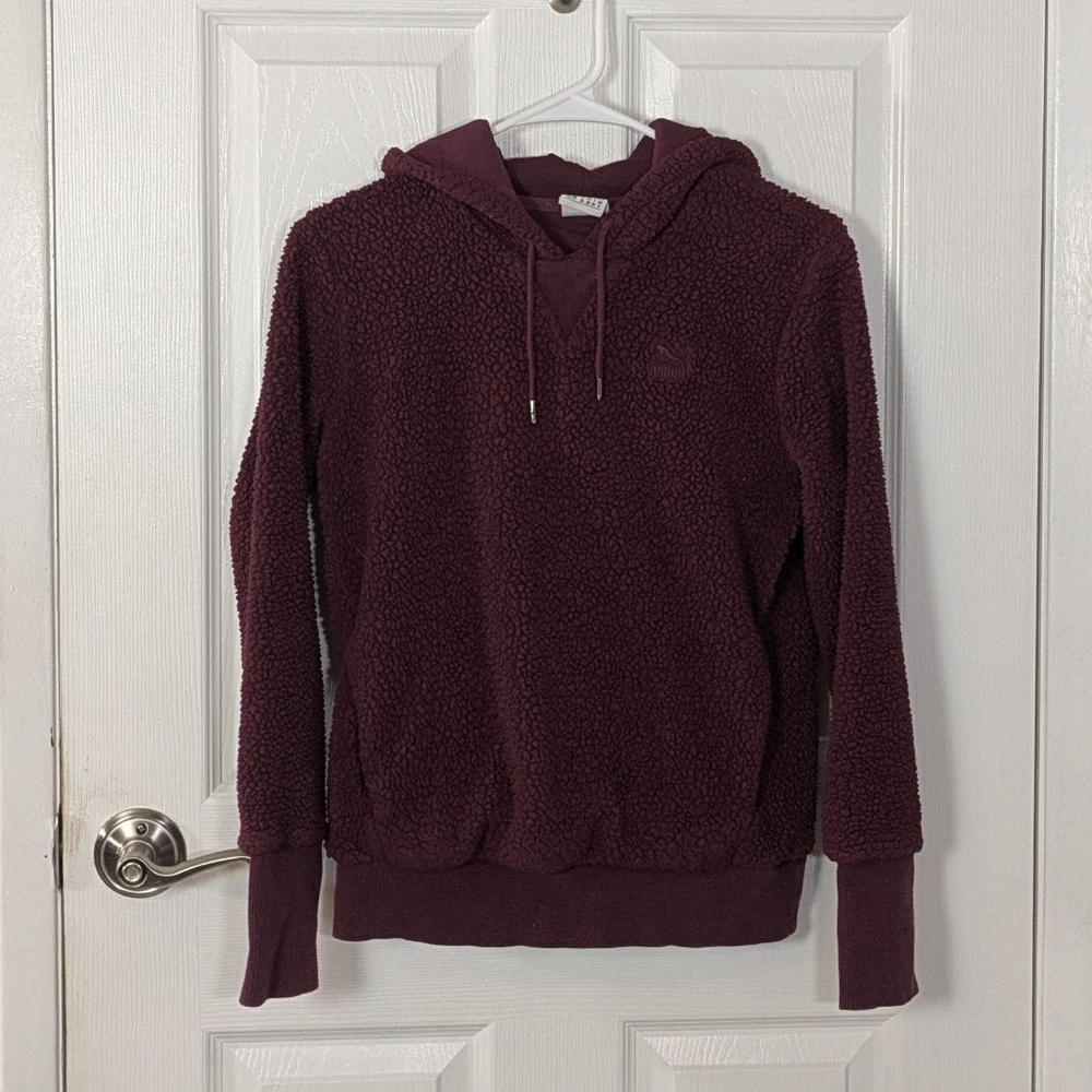 Puma Women's Downtown Sherpa Style Cozy Hoodie in Fig Purple Size XS